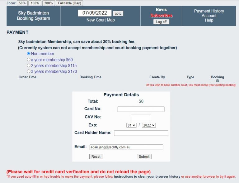 How to apply membership Sky Badminton Centre
